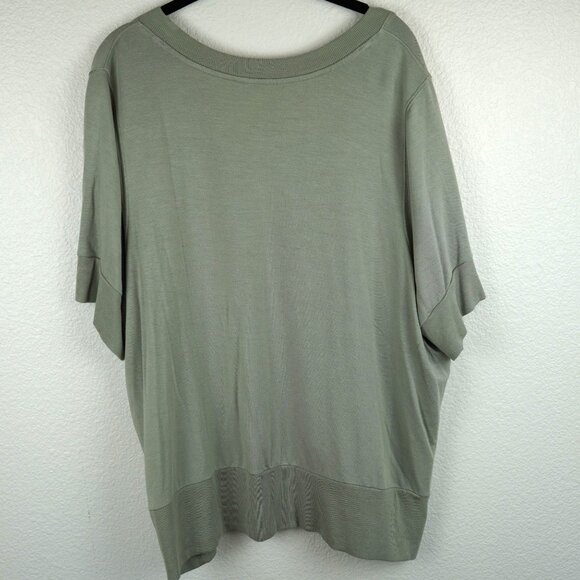 NWOT Athleta 2X Green V-Neck Oversized Dolman Tee Modal TENCEL Boxy Fit - Picture 4 of 9
